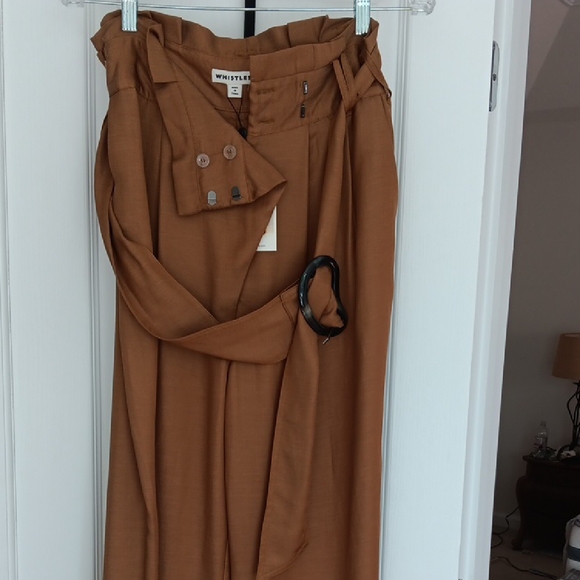 Whistles Brown High-Waisted Trousers with Elegant Drape